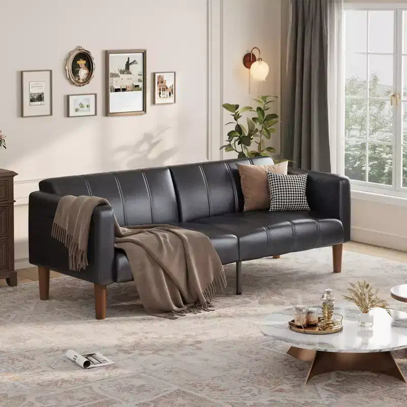 Canapé-lit futon 75 en cuir PU, causeuse convertible, dossier réglable, poches latérales, canapé-lit peu encombrant