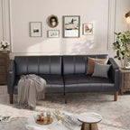 Canapé-lit futon 75 en cuir PU, causeuse convertible, dossier réglable, poches latérales, canapé-lit peu encombrant
