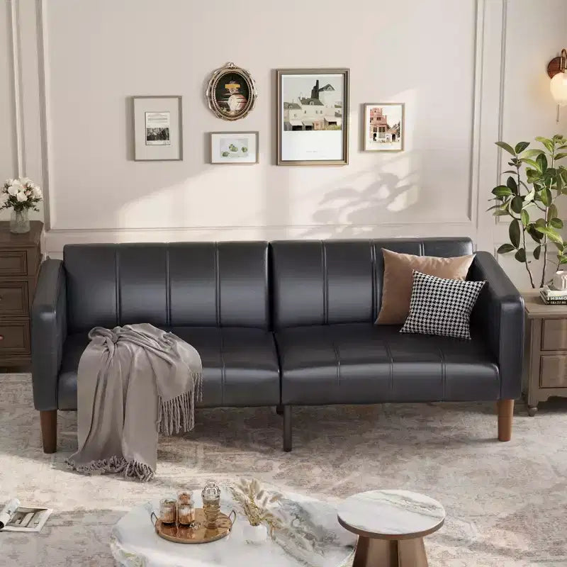Canapé-lit futon 75 en cuir PU, causeuse convertible, dossier réglable, poches latérales, canapé-lit peu encombrant
