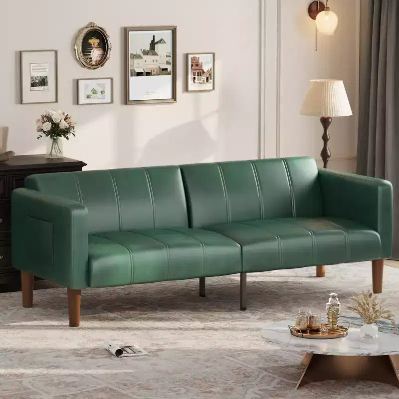 Canapé-lit futon 75 en cuir PU, causeuse convertible, dossier réglable, poches latérales, canapé-lit peu encombrant
