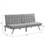 TUYOHW Divano Letto Futon Pieghevole Convertibile in PVC/Tessuto da 170 cm con Gambe in Acciaio Inox per Soggiorno, Ufficio, Appartamento, Camera da Letto, Nero