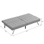 TUYOHW Divano Letto Futon Pieghevole Convertibile in PVC/Tessuto da 170 cm con Gambe in Acciaio Inox per Soggiorno, Ufficio, Appartamento, Camera da Letto, Nero