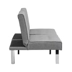 TUYOHW Divano Letto Futon Pieghevole Convertibile in PVC/Tessuto da 170 cm con Gambe in Acciaio Inox per Soggiorno, Ufficio, Appartamento, Camera da Letto, Nero