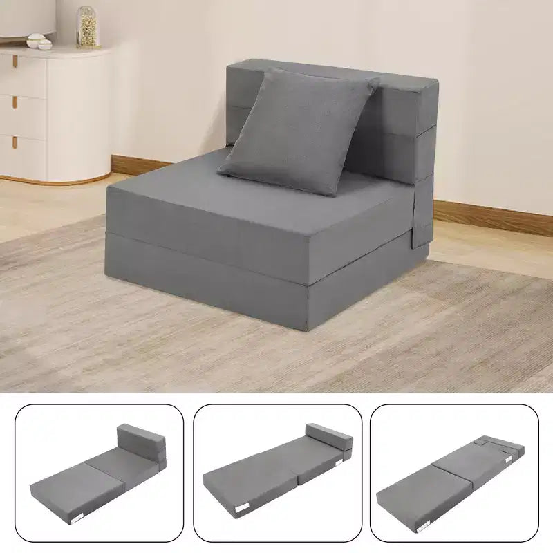 COZONY Canapé-lit pliant, Canapé-lit pliable avec oreiller, Matelas de couchage convertible, Canapé-futon au sol avec housse lavable en mousse à mémoire de forme, Taille individuelle