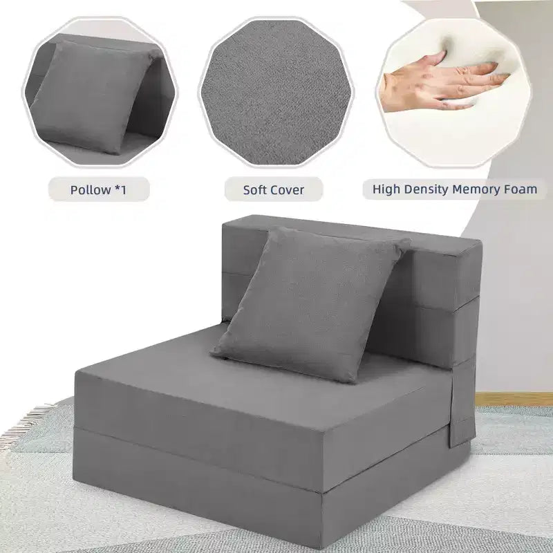 COZONY Canapé-lit pliant, Canapé-lit pliable avec oreiller, Matelas de couchage convertible, Canapé-futon au sol avec housse lavable en mousse à mémoire de forme, Taille individuelle