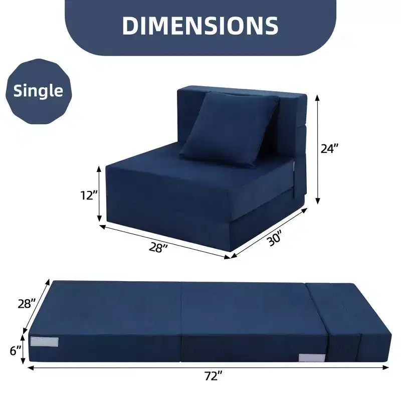 COZONY Canapé-lit pliant, Canapé-lit pliable avec oreiller, Matelas de couchage convertible, Canapé-futon au sol avec housse lavable en mousse à mémoire de forme, Taille individuelle