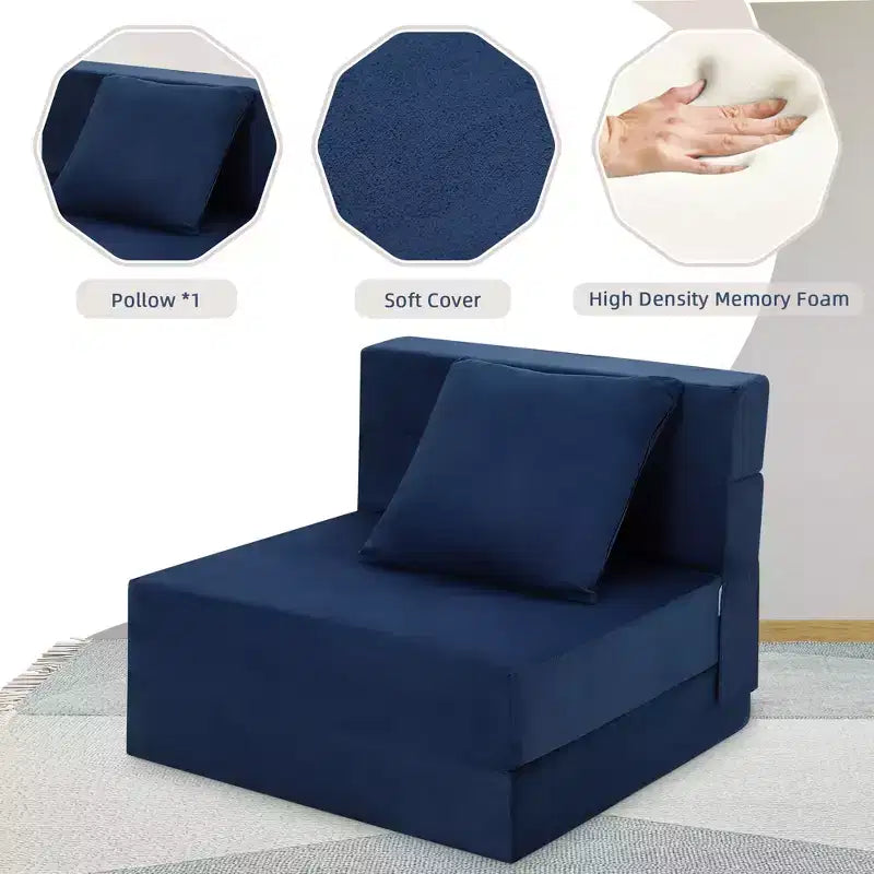 COZONY Canapé-lit pliant, Canapé-lit pliable avec oreiller, Matelas de couchage convertible, Canapé-futon au sol avec housse lavable en mousse à mémoire de forme, Taille individuelle
