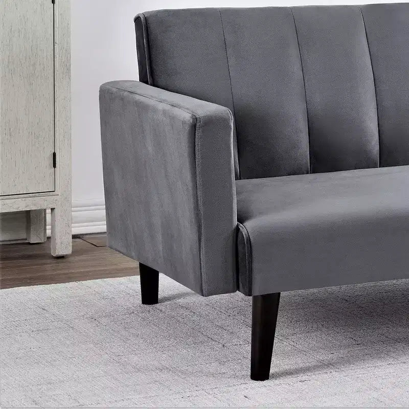 Whisen 72 Divano letto futon convertibile in velluto, divano letto a due piazze - Grigio
