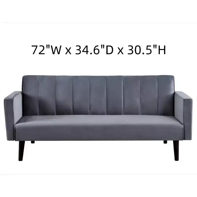 Whisen 72 Divano letto futon convertibile in velluto, divano letto a due piazze - Grigio
