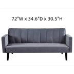 Whisen 72 Divano letto futon convertibile in velluto, divano letto a due piazze - Grigio
