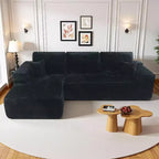 MooxvMoo Modular Sectional Sofa with Throw Pillow & Deep Seat, Comfy Plush L Shaped Couch with Chaise, 105 Boneless Couches for Living Room, Black