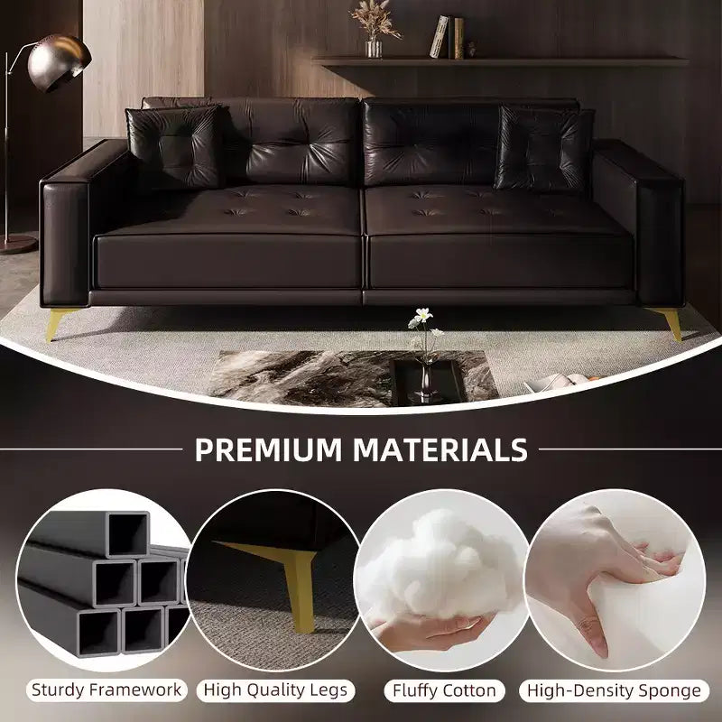 Whisen 92.1 Canapé-lit escamotable King Size, canapé convertible 3 en 1 en similicuir avec 2 oreillers