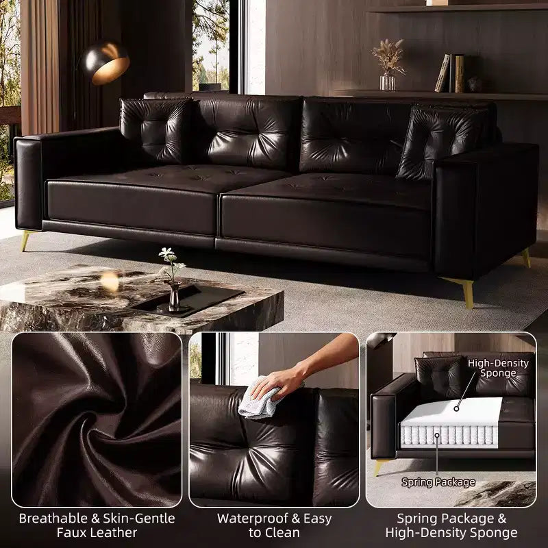 Whisen 92.1 Canapé-lit escamotable King Size, canapé convertible 3 en 1 en similicuir avec 2 oreillers
