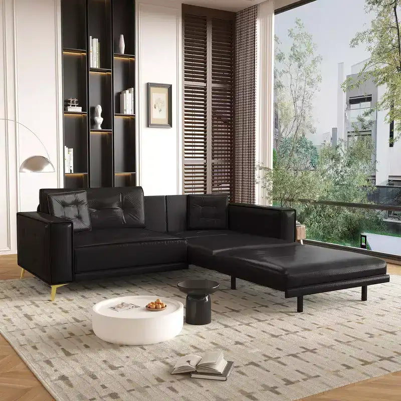 Whisen 92.1 Canapé-lit escamotable King Size, canapé convertible 3 en 1 en similicuir avec 2 oreillers