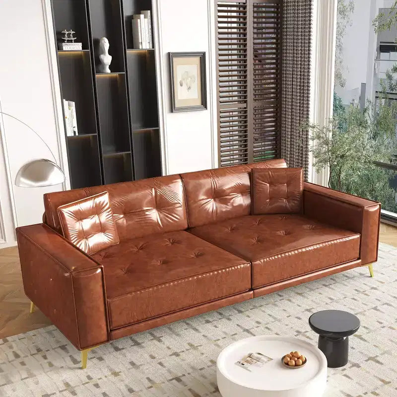 Whisen 92.1 Canapé-lit escamotable King Size, canapé convertible 3 en 1 en similicuir avec 2 oreillers