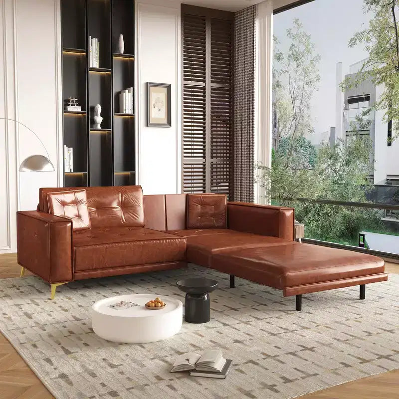 Whisen 92.1 Canapé-lit escamotable King Size, canapé convertible 3 en 1 en similicuir avec 2 oreillers