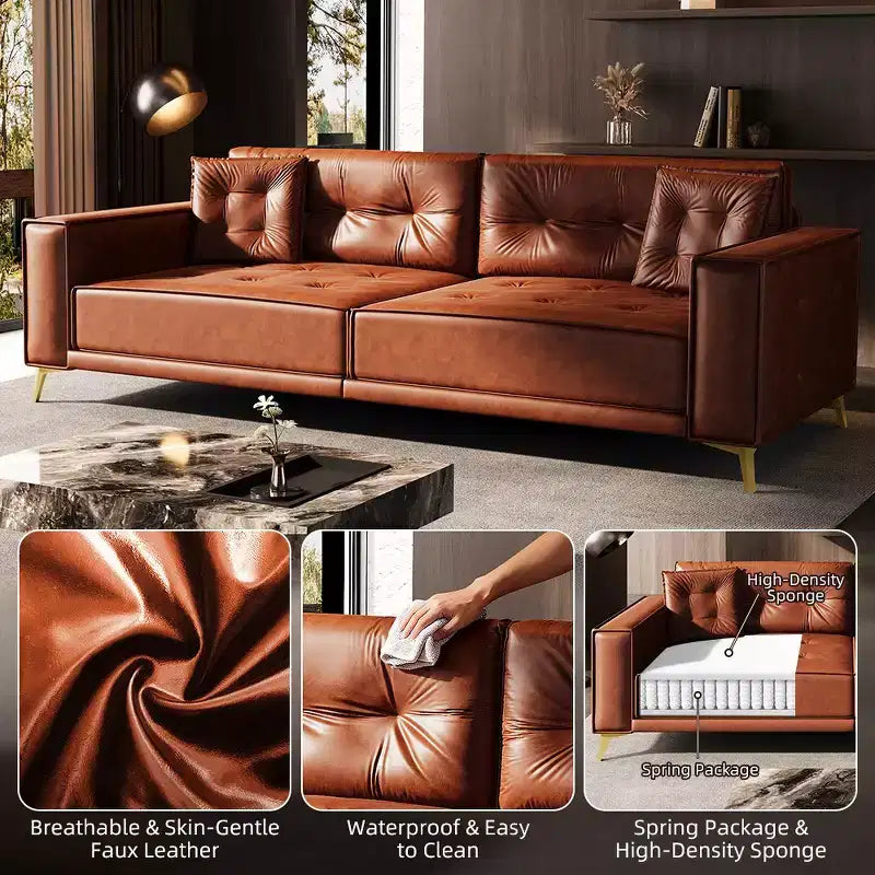 Whisen 92.1 Canapé-lit escamotable King Size, canapé convertible 3 en 1 en similicuir avec 2 oreillers