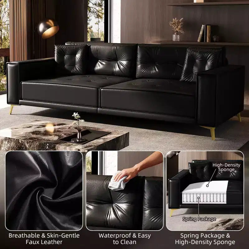 Whisen 92.1 Canapé-lit escamotable King Size, canapé convertible 3 en 1 en similicuir avec 2 oreillers