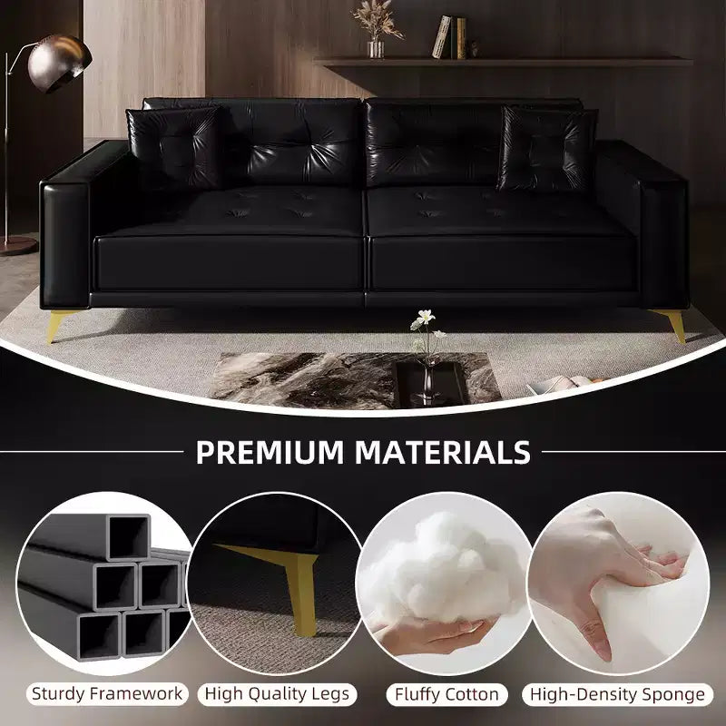 Whisen 92.1 Canapé-lit escamotable King Size, canapé convertible 3 en 1 en similicuir avec 2 oreillers