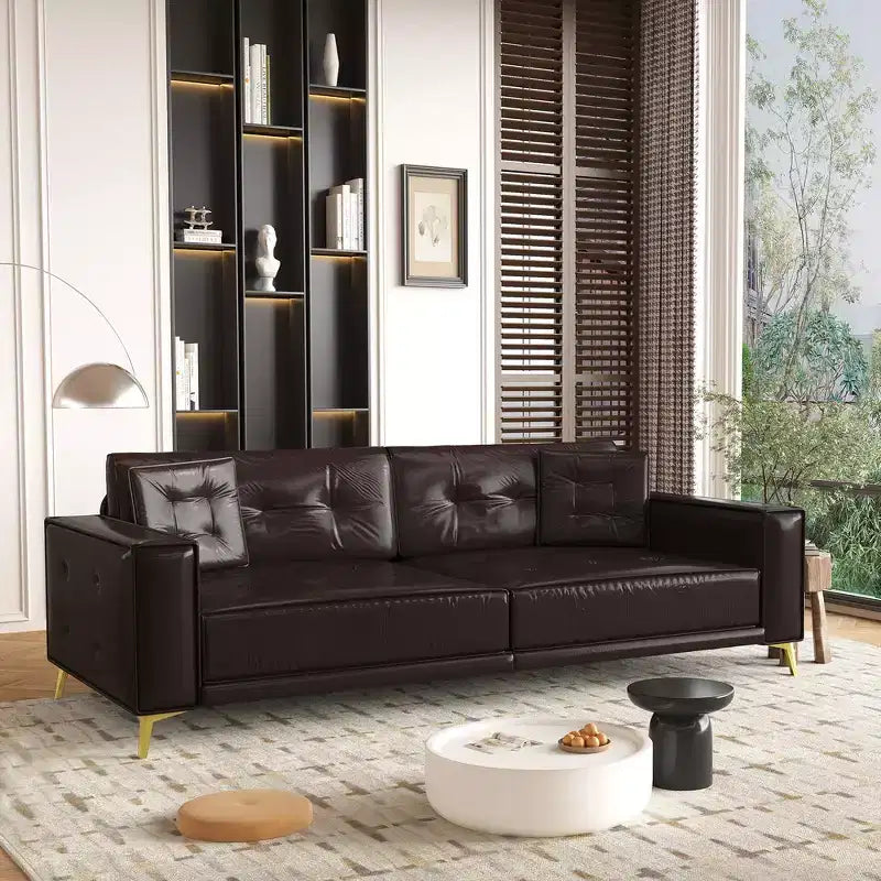 Whisen 92.1 Canapé-lit escamotable King Size, canapé convertible 3 en 1 en similicuir avec 2 oreillers