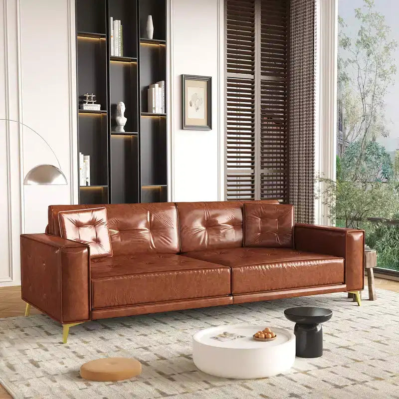 Whisen 92.1 Canapé-lit escamotable King Size, canapé convertible 3 en 1 en similicuir avec 2 oreillers