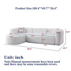 Divano componibile a L Clihome 109.4, chaise longue sinistra, divano Cloud in tessuto ciniglia con 2 cuscini