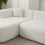 Divano componibile a L Clihome 109.4, chaise longue sinistra, divano Cloud in tessuto ciniglia con 2 cuscini