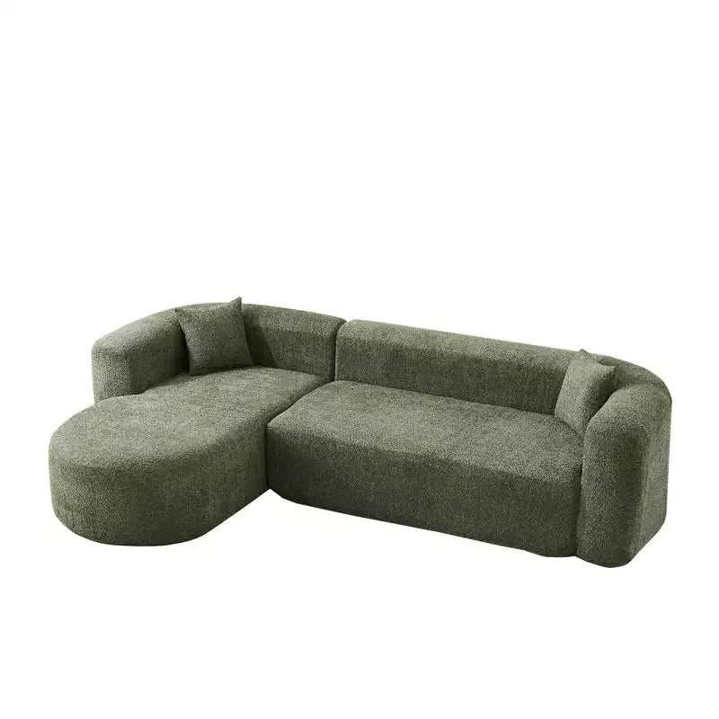 Divano componibile a L Clihome 109.4, chaise longue sinistra, divano Cloud in tessuto ciniglia con 2 cuscini