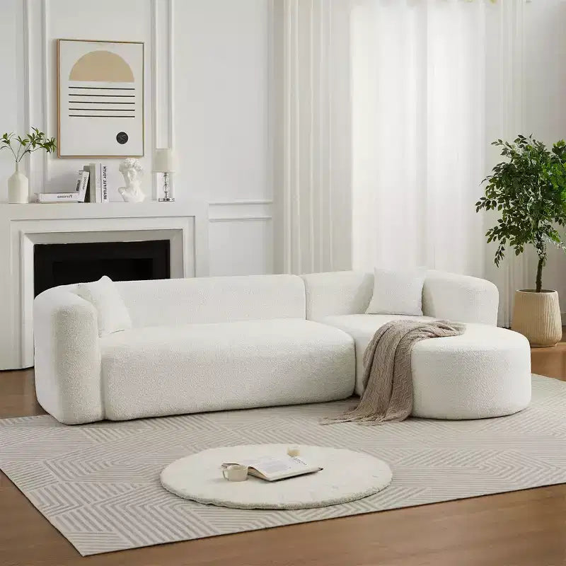 Clihome 109.4 L-Shaped Modular Sectional Sofa Right Chaise Chenille Fabric Cloud Sofa with 2 Pillows