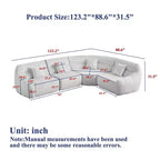 Clihome 123.2 Canapé d'angle nuage en chenille, canapé incurvé de luxe moderne avec 4 oreillers