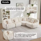 Clihome 123.2 Canapé d'angle nuage en chenille, canapé incurvé de luxe moderne avec 4 oreillers