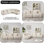 Clihome 123.2 Canapé d'angle nuage en chenille, canapé incurvé de luxe moderne avec 4 oreillers