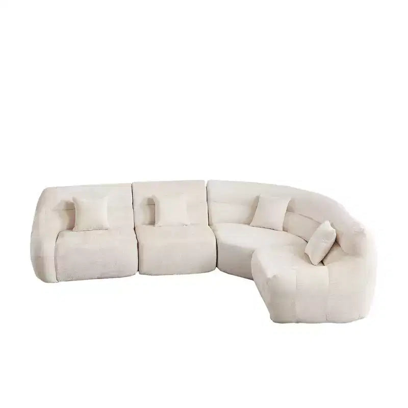 Clihome 123.2 Canapé d'angle nuage en chenille, canapé incurvé de luxe moderne avec 4 oreillers