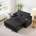 MooxvMoo 3 in 1 Sleeper Sofa Bed,Convertible Pull Out Couch with Small Table,USB and Type-C Ports,Loveseat Sleeper Bed with Side Pockets,Black