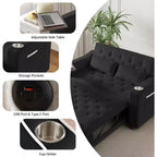 Canapé-lit convertible MooxvMoo 3 en 1, avec petite table, ports USB et Type-C, causeuse convertible avec poches latérales, noir