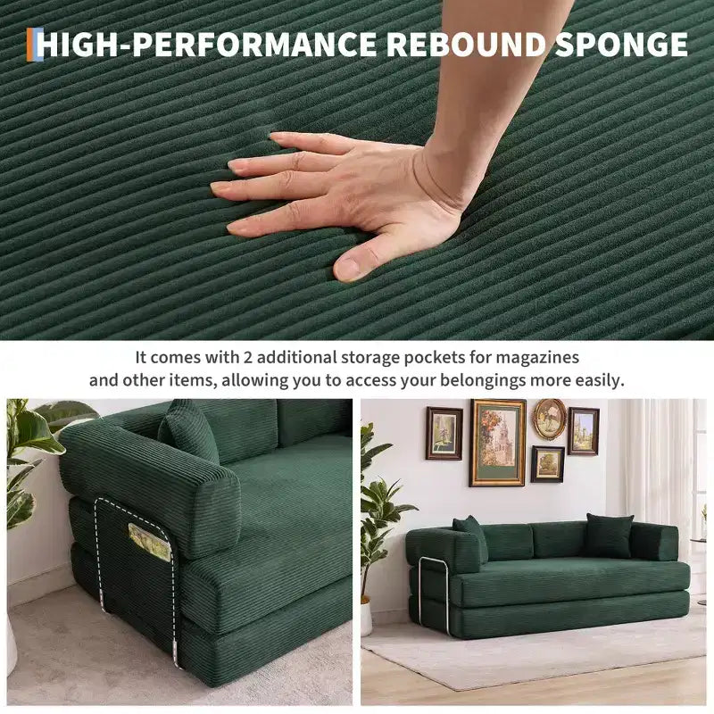 Acekool Divano Letto Convertibile Pieghevole da Terra con Corduroy Confortevole e Design Salvaspazio
