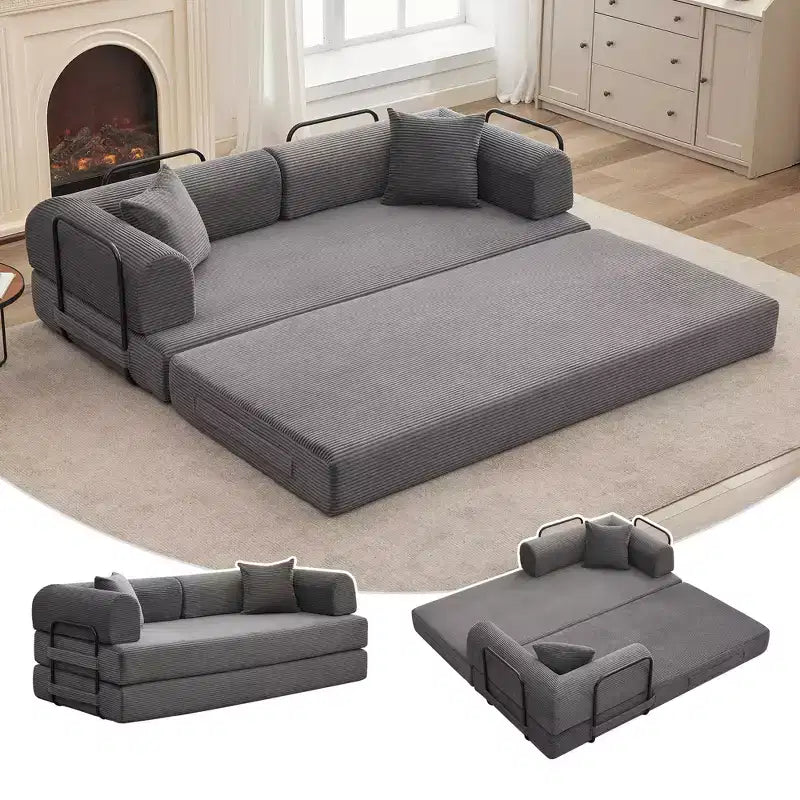 Acekool Divano Letto Convertibile da Terra con Seduta Profonda e Rivestimento in Velluto a Coste Confortevole