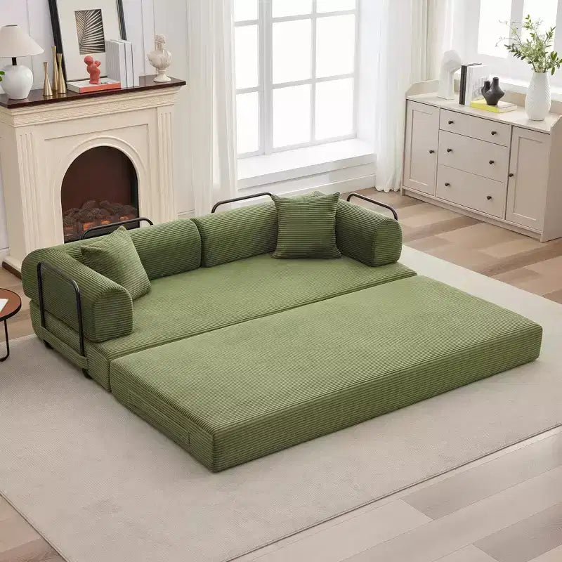 Acekool Divano Letto Convertibile da Terra con Seduta Profonda e Rivestimento in Velluto a Coste Confortevole