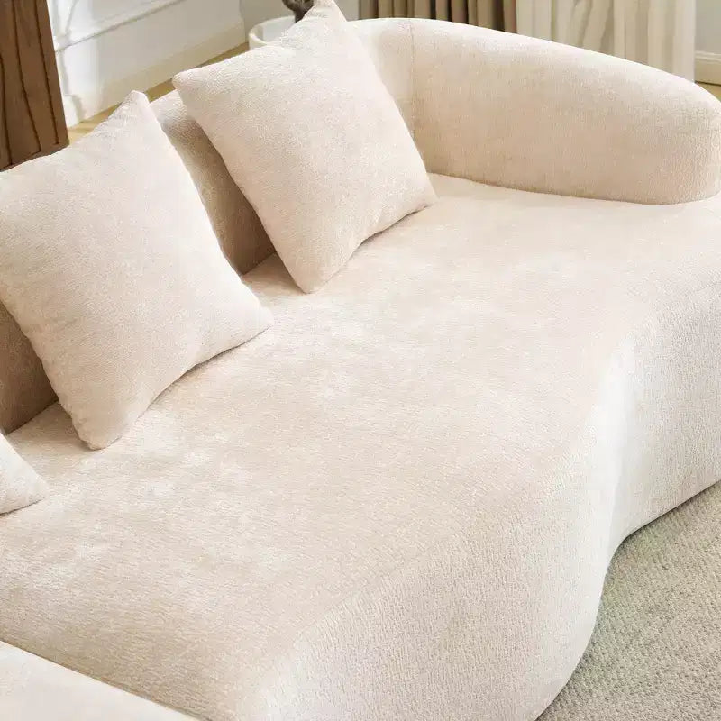 Divano componibile a L Clihome in ciniglia ad alta densità, divano a compressione completa con chaise longue curva