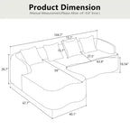 Divano componibile a L Clihome in ciniglia ad alta densità, divano a compressione completa con chaise longue curva