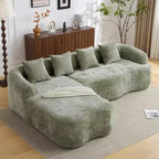 Divano componibile a L Clihome in ciniglia ad alta densità, divano a compressione completa con chaise longue curva