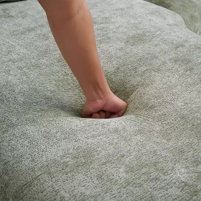Divano componibile a L Clihome in ciniglia ad alta densità, divano a compressione completa con chaise longue curva
