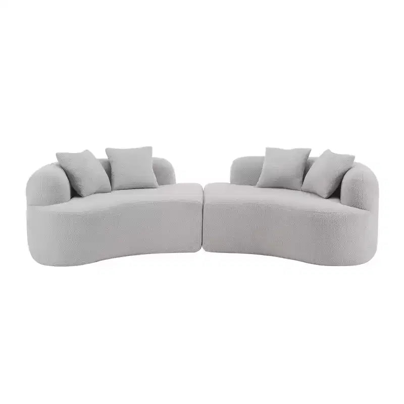 Clihome Teddy Velvet 4-Seater Curved Sofa - Full Compression Sponge | No Assembly Required