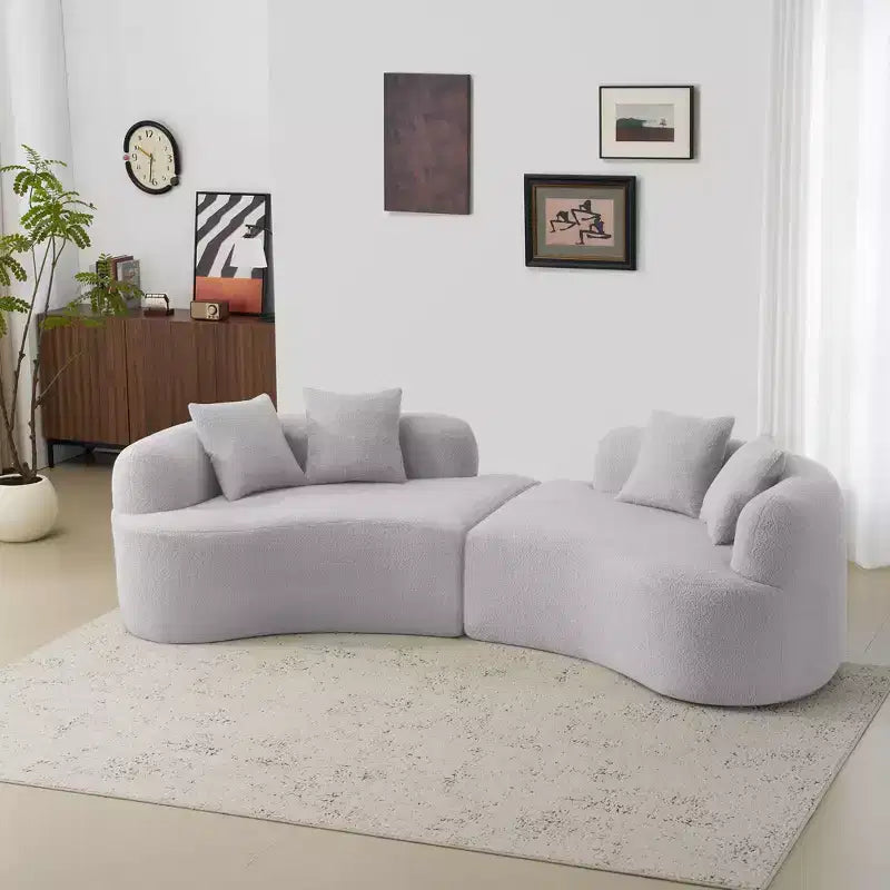 Divano Curvo a 4 Posti Clihome Teddy Velvet - Spugna a Piena Compressione | Nessun Montaggio Richiesto