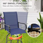 Lot de 2 tabourets de bar pivotants d'extérieur toutes saisons – Chaises de terrasse à dossier haut avec accoudoirs, hauteur comptoir pour terrasse, patio ou jardin