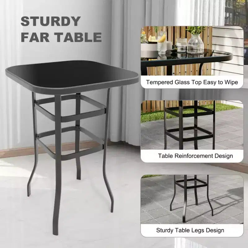 Lot de 2 tabourets de bar pivotants d'extérieur toutes saisons – Chaises de terrasse à dossier haut avec accoudoirs, hauteur comptoir pour terrasse, patio ou jardin
