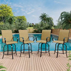Lot de 2 tabourets de bar pivotants d'extérieur toutes saisons – Chaises de terrasse à dossier haut avec accoudoirs, hauteur comptoir pour terrasse, patio ou jardin