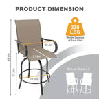 Lot de 2 tabourets de bar pivotants d'extérieur toutes saisons – Chaises de terrasse à dossier haut avec accoudoirs, hauteur comptoir pour terrasse, patio ou jardin