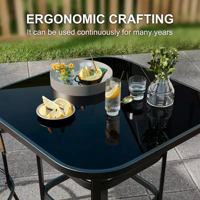 Lot de 2 tabourets de bar pivotants d'extérieur toutes saisons – Chaises de terrasse à dossier haut avec accoudoirs, hauteur comptoir pour terrasse, patio ou jardin
