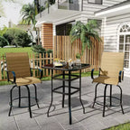 Lot de 2 tabourets de bar pivotants d'extérieur toutes saisons – Chaises de terrasse à dossier haut avec accoudoirs, hauteur comptoir pour terrasse, patio ou jardin